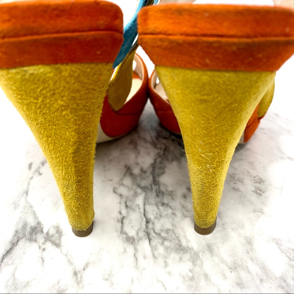 Sacha London Pasha Suede Colorful Sandals 6 Cocktail Resortwear Cruisewear Fun - Picture 12 of 15